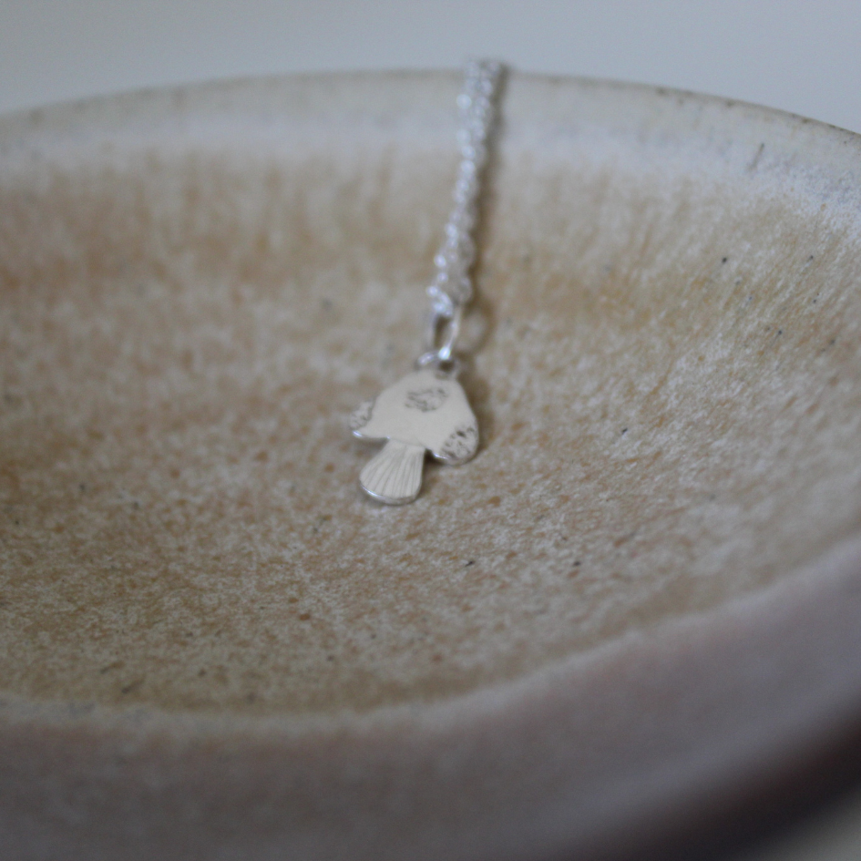 Sterling Silver Mushroom Necklace, Shine On