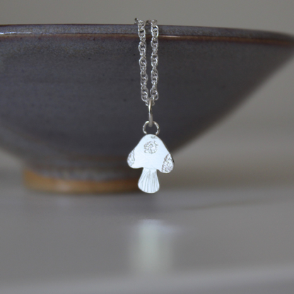 Sterling Silver Mushroom Necklace, Shine On