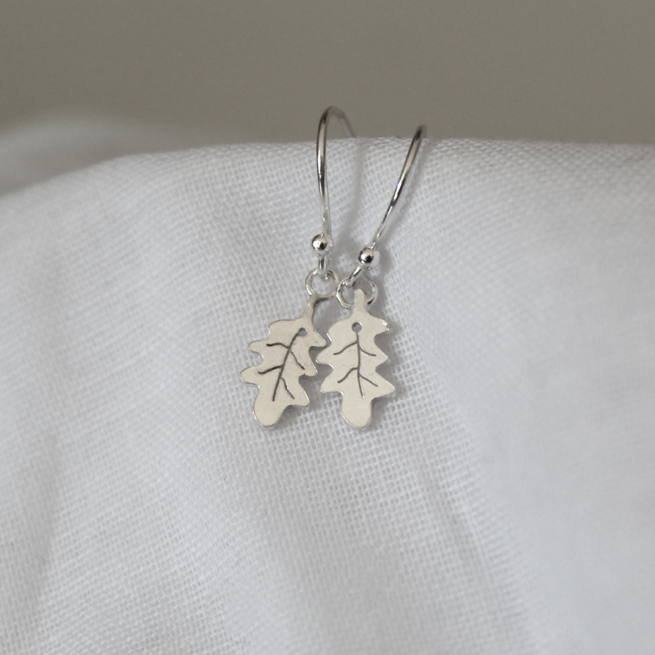 Sterling Silver Oak Leaf Dangle Earrings, Shine On