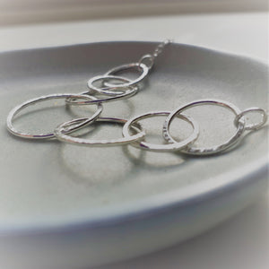 Sterling Silver Seven Ring Interlocking Circle Necklace - Shine On Shop