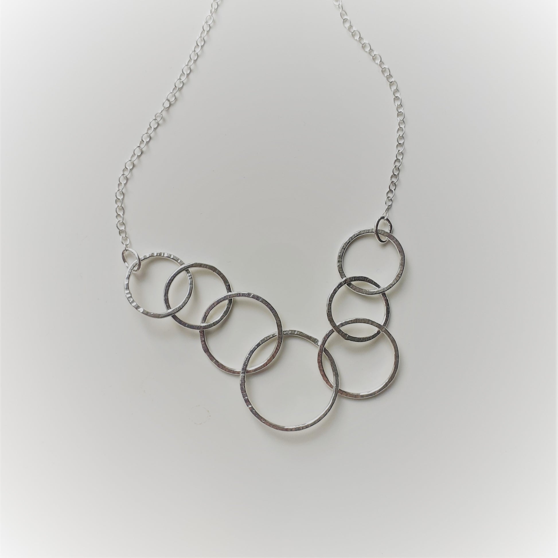 Sterling Silver Seven Ring Interlocking Circle Necklace - Shine On Shop