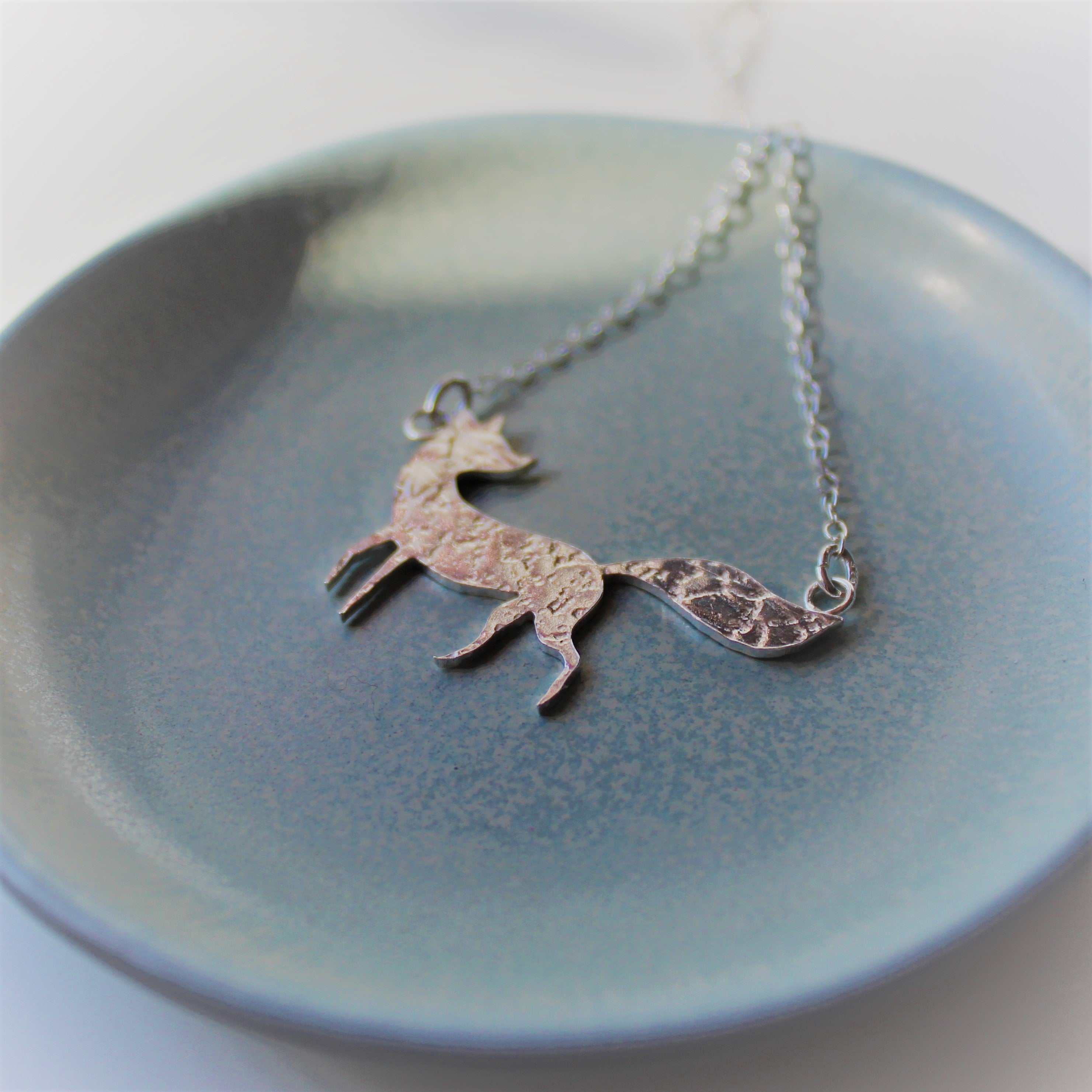 Sterling silver fox on sale necklace