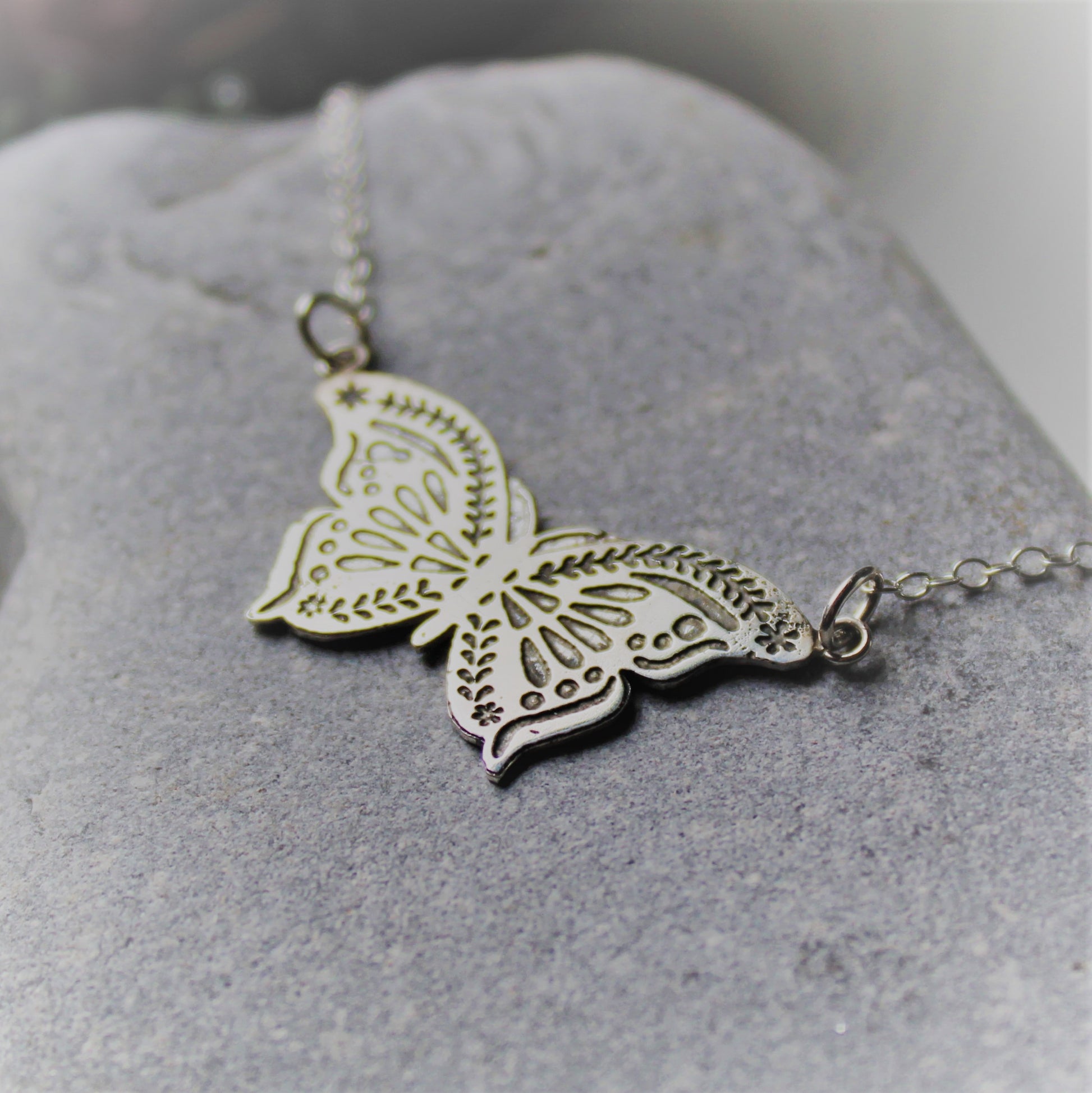 Handmade Sterling Silver Butterfly Necklace by Shine On