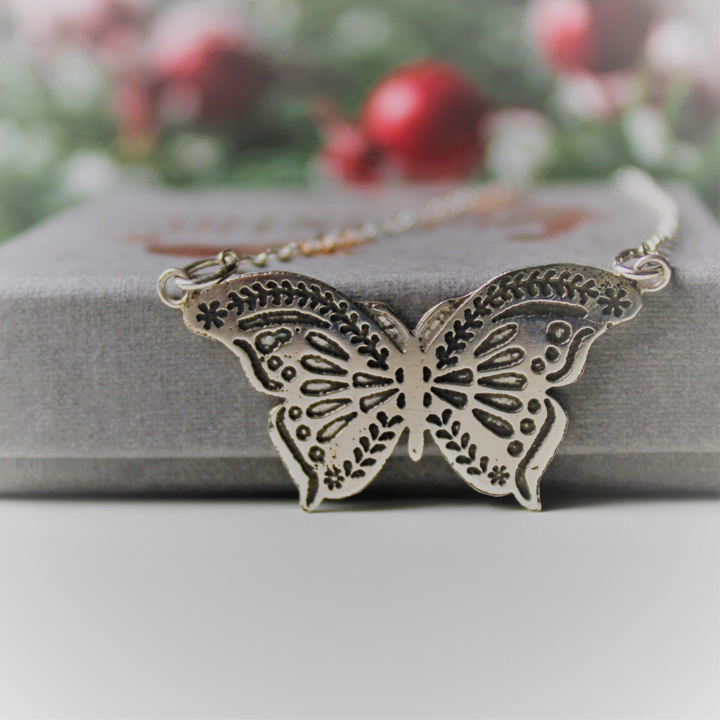 Handmade Sterling Silver Butterfly Necklace by Shine On