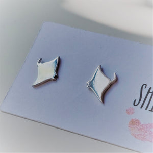 Handmade Sterling Silver Manta Ray Stud Earrings