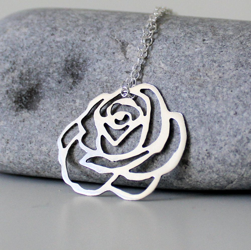 Sterling Silver Rose Necklace - Shine On Shop