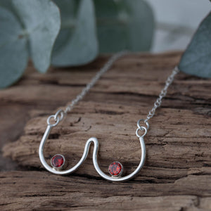 Sterling Silver Sparkle Tits Necklace with Red Cubic Zirconia