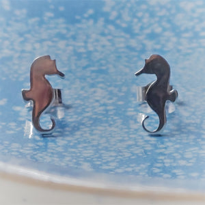 Sterling Silver Seahorse Earrings by Shine On