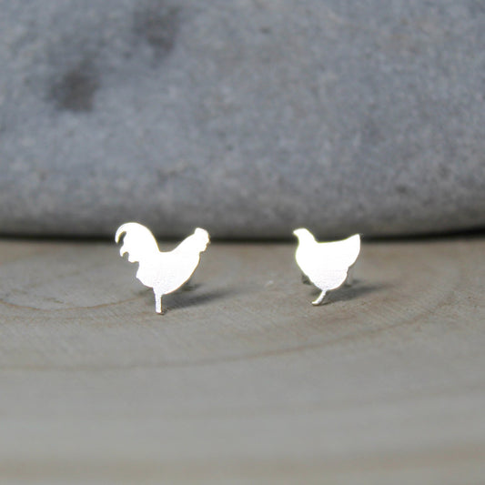 Sterling Silver Chicken Stud Earrings - Shine On Shop