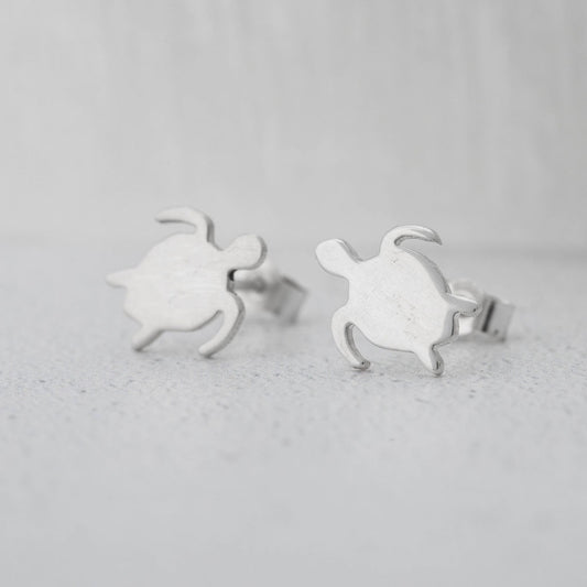 Small Sterling Silver Turtle Earrings