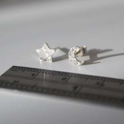Sterling Silver Moon and Star Studs - Shine On Shop