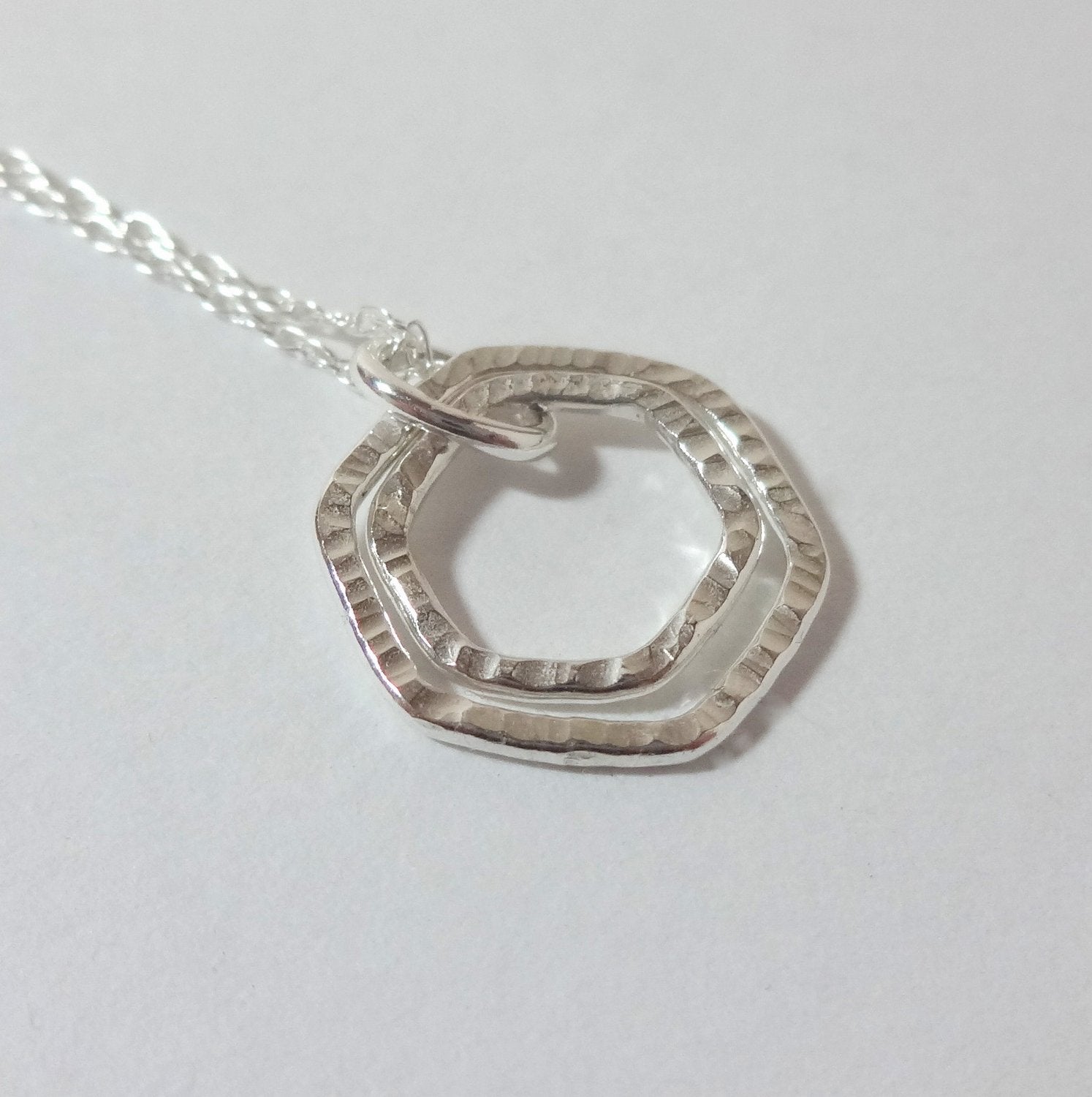 Sterling Silver Nesting Hexagon Necklace - Shine On Shop