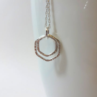 Sterling Silver Nesting Hexagon Necklace - Shine On Shop