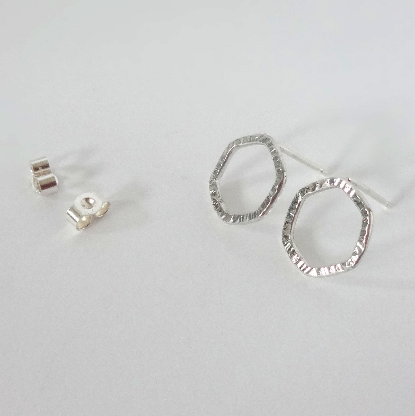 Sterling Silver Hexagon Studs - Shine On Shop
