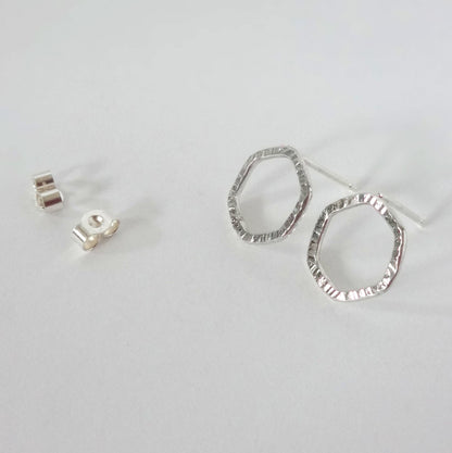 Sterling Silver Hexagon Studs - Shine On Shop