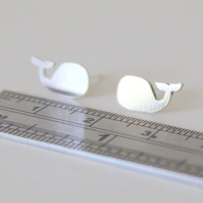 Small Sterling Silver Whale Studs - Shine On Shop