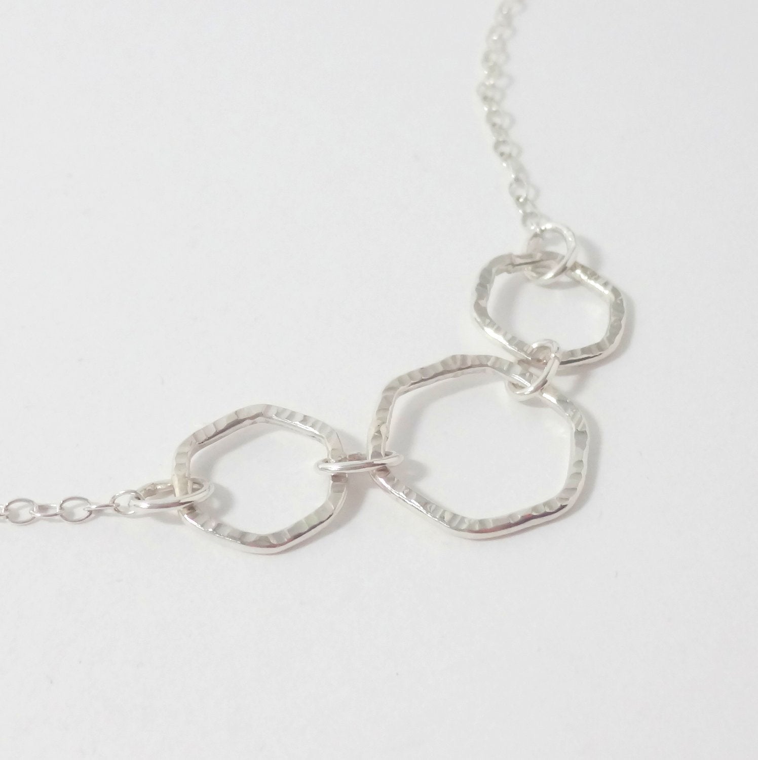 Sterling Silver Triple Hex Necklace - Shine On Shop