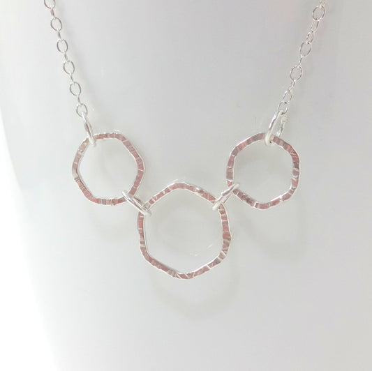 Sterling Silver Triple Hex Necklace - Shine On Shop
