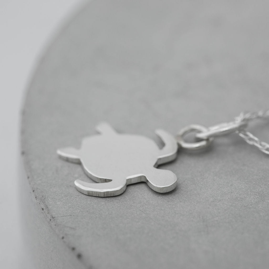 Mini Turtle Necklace in Sterling Silver