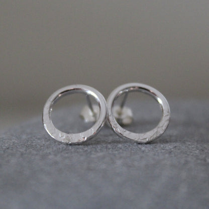 Eclipse Dainty Sterling Silver Circle Studs - Shine On Shop