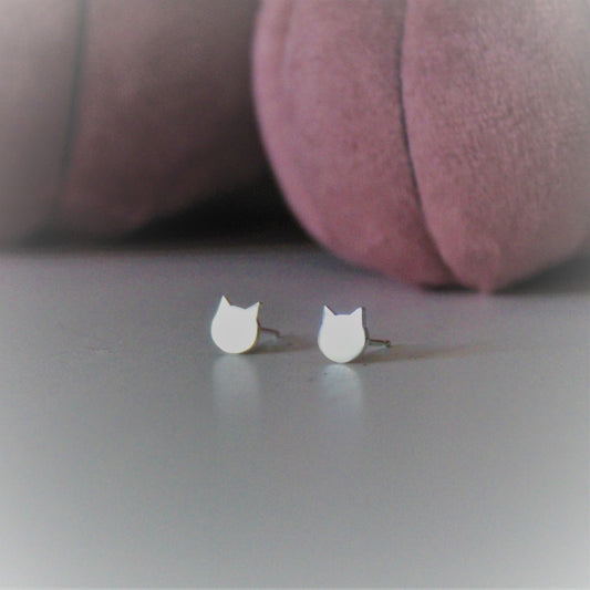 Small Sterling Silver Cat Earrings - Shine On Shop
