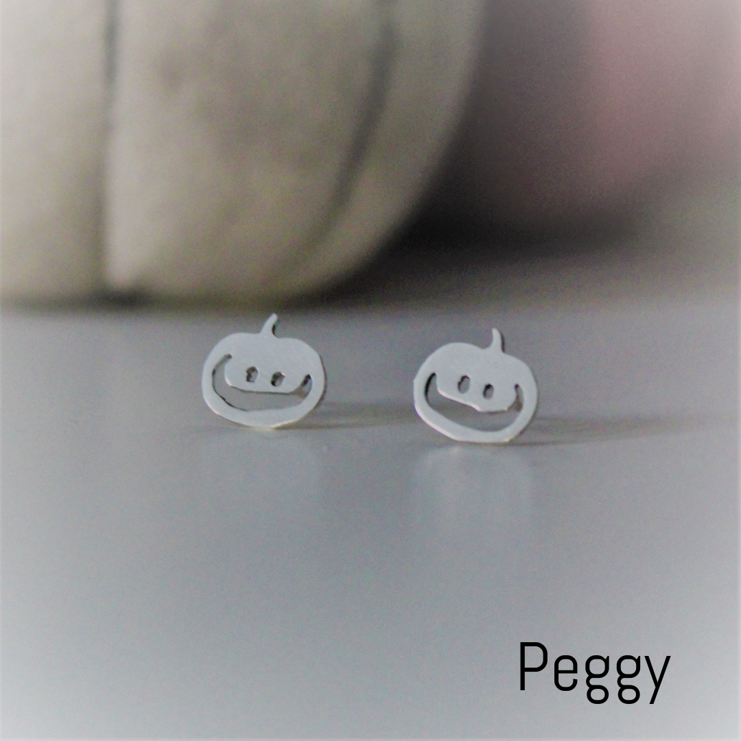 Sterling Silver Pumpkin Earrings - Peggy Variation