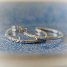Load image into Gallery viewer, Sterling Silver Textured Hoop Earrings
