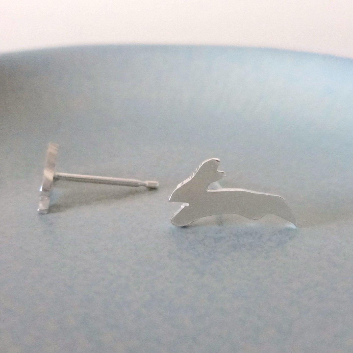 Tiny Sterling Silver Hare Studs - Shine On Shop